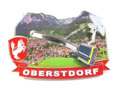 WORLDSOUVENIRS Oberstdorf Magnet Metall Souvenir mit Gondel Schieber Souvenir Germany