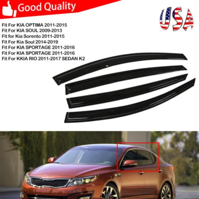 Window Visor Sun Rain Guards Shade Shield For KIA OPTIMA Sorento Soul SPORTAGE - Image 1 of 4