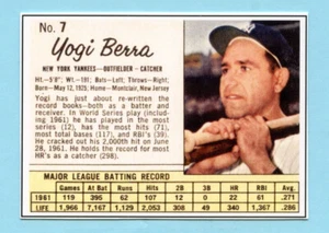 2022 - 1962 Jello Style Card - #7 Yogi Berra- New York Yankees - Picture 1 of 1
