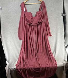 David's Braut langes Kleid Damengröße 18 weinrot plissiert Herzausschnitt Abendkleid - Bild 1 von 10