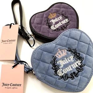 Bundle 2pc NWT JUICY COUTURE Heart Zip Around Wallet Wristlet Embroidered Velour - Picture 1 of 5
