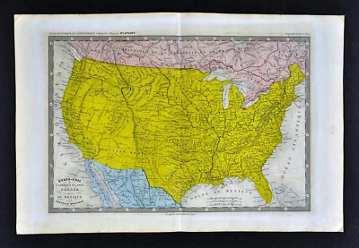 c 1859 Mapa Ansart - Estados Unidos - Nebraska Nuevo México Utah Territorio de Oregón Foto 1 de 4