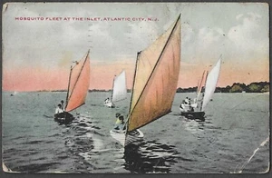 Flota de mosquitos ATLANTIC CITY NJ en la ensenada matasellada 1909 vintage original - Imagen 1 de 3