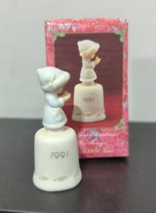 Precious Moments "May Your Christmas Be Merry" 1991 Porcelain Thimble 2" - Picture 1 of 5
