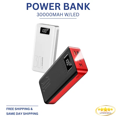  30000mAh Portable Fast Charger Power Bank Dual USB External Battery LED Display - Image 1 of 4