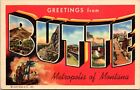 Greeting From Butte Montana Mt Metropolis Large Letter C1940s Linen Postcard A98