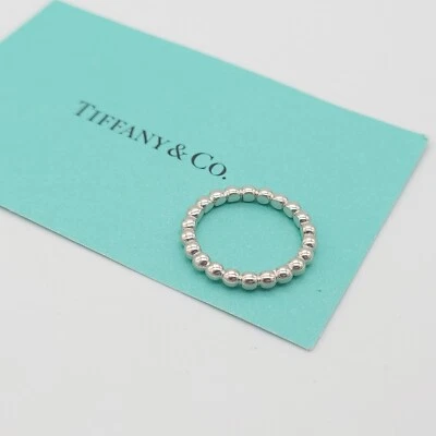 Tiffany & Co. 925 Sterling Silver Ziegfeld  Beaded Stacking Bead Ring Band Sz 7 - Image 1 of 4