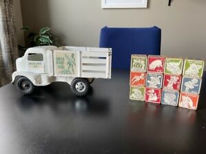 1953 Tonka Green Giant Cabover Utility Hauler Truck with 12 Wood Blocks