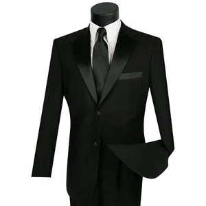 LUCCI Men's Classic Fit Tuxedo w/ Sateen Lapel & Trim - 34S-62L, 4 Colors - NEW - Picture 1 of 20