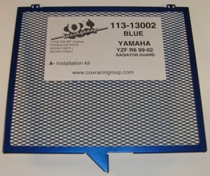 1999-2002 Yamaha R6 Cox Racing Radiator Grill / Screen Guard Blue 113-13002 - Picture 1 of 1