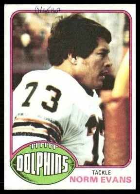 1976 Topps Norm Evans Miami Dolphins #492 *A* - Image 1 of 2