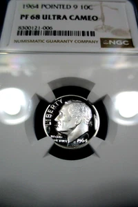 1964 DIME POINT 9 ULTRA RARE LOW POP PR68 ULTRA CAMEO GEM NGC TRUEVIEW QR PQ+ - Bild 1 von 13