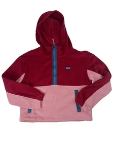 Patagonia Kids' Microdini Cropped Fleece Hoody Pullover Red Pink Size XL NWOT - Picture 1 of 6
