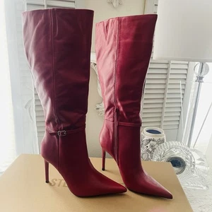 Steve Madden Brand New W-Box Red Voca Wide-Calf Stiletto D-Boots for W-Size 8.5 - Picture 1 of 6