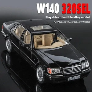 1:24 Mercedes W140 320SEL Diecast Model Car Black Limousine Sound Light Classic - Picture 1 of 8
