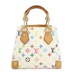 Authentic Louis Vuitton Monogram Multicolor Audra Hand Bag Blanc M40047 Used F/S - Picture 1 of 24