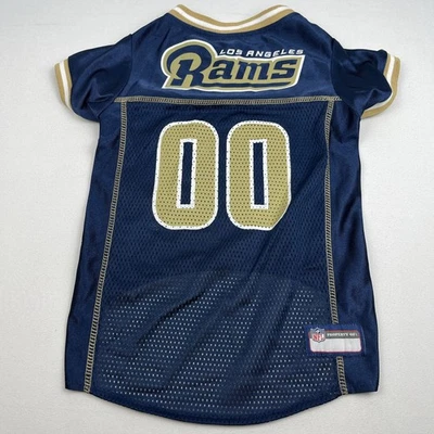 Camiseta Los Angeles Rams Dog Pet tamanho grande azul futebol americano NFL #00 soletrar - Imagem 1 de 4