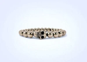 Alexander McQueen Skull Spherical-bead Metal Bracelet O/s Box&Bag New AUTHENTIC - Picture 1 of 5