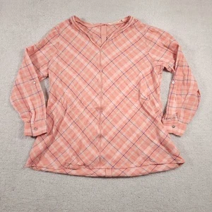 Soft Surroundings Gauzy Tunic Shirt Women's Size 1X Plus Coral Pink Beach V-Neck - Picture 1 of 13