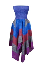 Womens Hippie Boho Dress,Purple Hi low Skirt, Patchwork Hippie Dress, S/M
