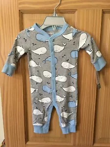 New Carter's Whale Cotton Pajama PJs Footless Sleeper Baby Boy Infant Gray White - Picture 1 of 1