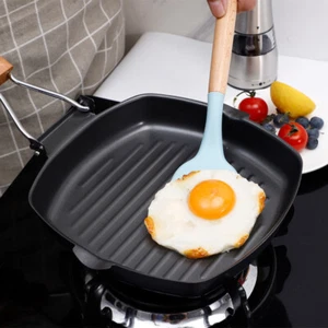 Steak Frying Pan Cast Iron Non Stick Grill Deep Square Griddle Pan Folding - Picture 1 of 9
