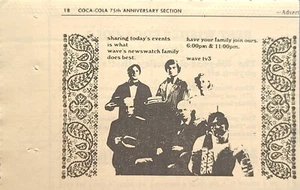 WAVE TV3 Louisville KY Newswatch Family 6:00 pm y 11:00 pm anuncio impreso vintage 1976 - Imagen 1 de 4