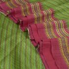 Sanskriti Vintage Sarees Indian Green/Pink Pure Silk Printed Sari Craft Fabric