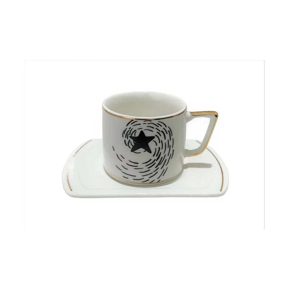 ☕Juego de 12 tazas de café árabe/turco 6 tazas y 6 platillos estrella Foto 1 de 1