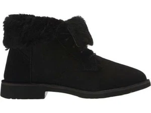 NIB Womens UGG Quincy Suede Sheepskin Black Lace Up Boots 5.5 - Picture 1 of 7