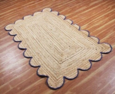 Rug Jute Carpet Square 100% Natural Jute Hand Braided Carpet Farmhouse Jute Mat - Image 1 of 4