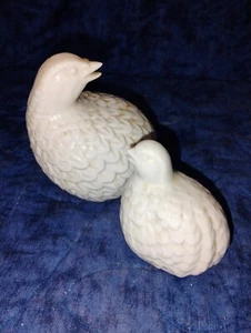 Vintage Pair White Ceramic Quail Partridge Figurines 5” 4” Homco Japan - Picture 1 of 3