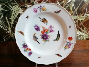 MEISSEN - antiker Teller Ø 24cm mit Vögel / Schmetterlinge - Bild 1 von 7