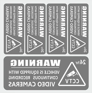 5 REVERSE PRINTED Vinyl Stickers CCTV Video Camera Recording Car Window  Safety - Picture 1 of 2