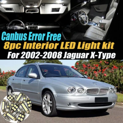 8Pc Canbus Error Free Interior LED White Light Kit for 2002-2008 Jaguar X-Type  - Image 1 of 4