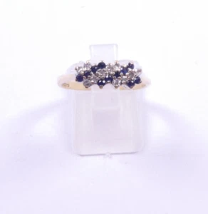 Saphir und Diamant Cluster Ring 9 Karat Gelbgold Gr. Q - Bild 1 von 7