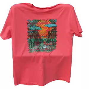 Gildan Damen T-Shirt Unsex M-XL dunkelrosa Western Sonnenuntergang - Bild 1 von 3