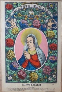 Imagerie populaire, Epinal, SAINTE ROSALIE, galerie religieuse, anges, fleurs - Bild 1 von 4