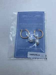Charged Pearl Huggie Hoop Earrings