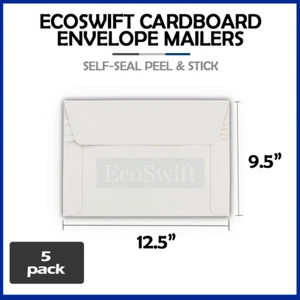Sobre de cartón plano 5 - 12,5 x 9,5 EcoSwift auto sellado blanco envío correo - Imagen 1 de 8