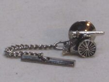 vintage lapel pin pinback tie tack Cannon Canon Military Armory armor  w/ chain