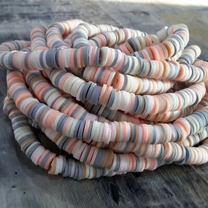 Hmade Polymer Clay Heishi, 6x1mm, Peach Grey, 320-450pcs, Free post Oz Seller - Picture 1 of 3