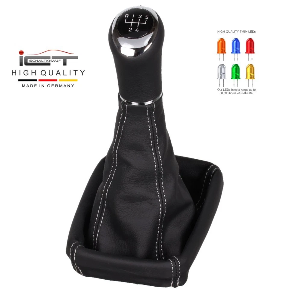 ICT pomello cambio pell per Opel Tigra Twintop Meriva A LED cucitura argento B47 - Immagine 1 di 4