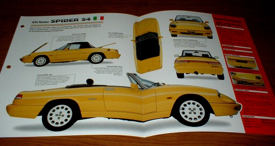 Alfa Romeo Spider S4 1990 hoja de especificaciones folleto foto información folleto 90 Foto 1 de 1