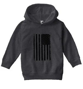 Distressed Black American Flag - United States USA Toddler/Youth Hoodie - Picture 1 of 10