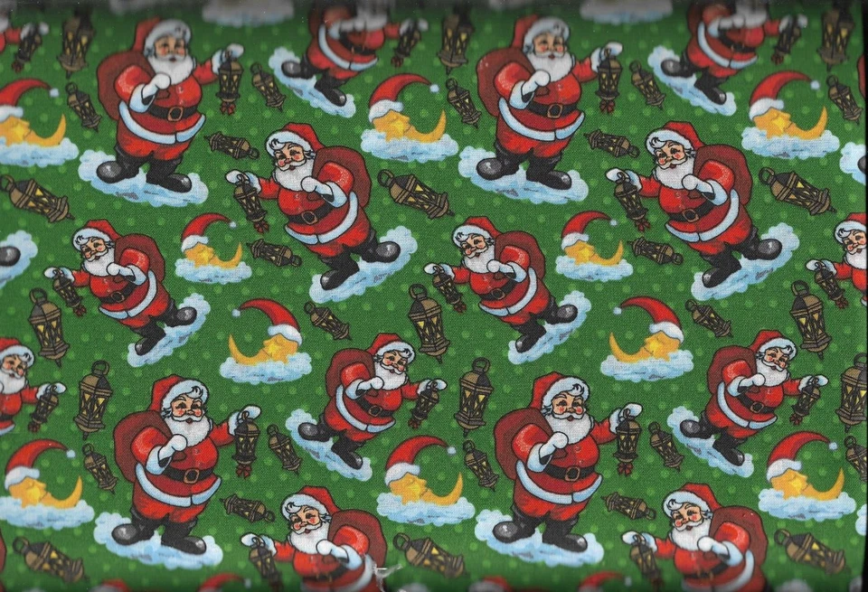 45" 100% cotton novelty fabric "Santa with lantern" by MDG Designs