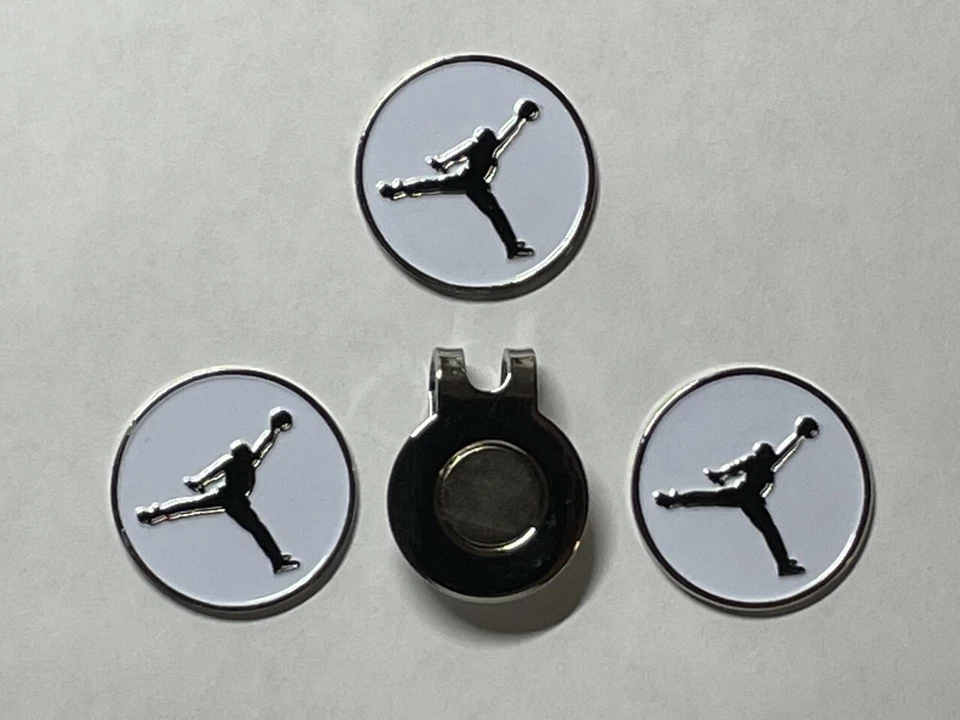 MICHAEL JORDAN JUMPMAN NIKE LOGO (3) Air Jordan Jumpman Michael Jordan MJ Nike 1" Coin Golf Markers W/Hat Clip