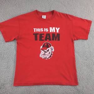 VINTAGE Georgia Bulldogs T-shirt Youth XL Red THIS IS MY TEAM Logo Graphic - Picture 1 of 20