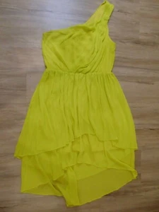 max and cleo womens one shoulder flowy dress lemongrass (yellow) medium NWT - Picture 1 of 6