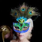 Pfauenfeder-Maske, Maskerade-Federmaske mit Gummiband, Cosplay-Zubeh&#246;r, halbe